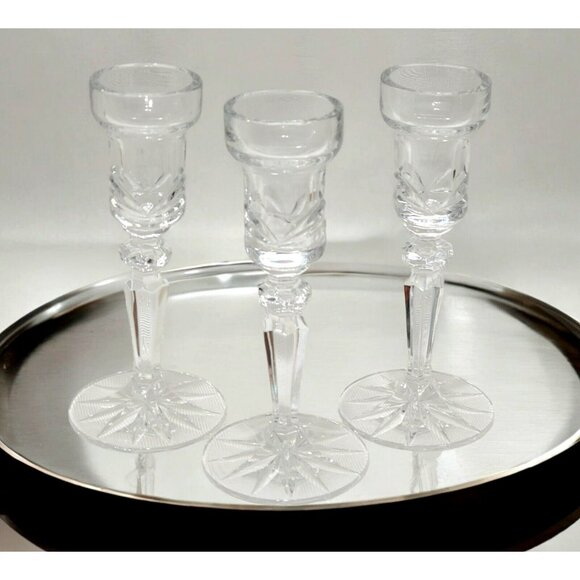 3 Marquis by Waterford Crystal Candlestick Holder Taper Candle Glass CALAIS 6" - Picture 1 of 16